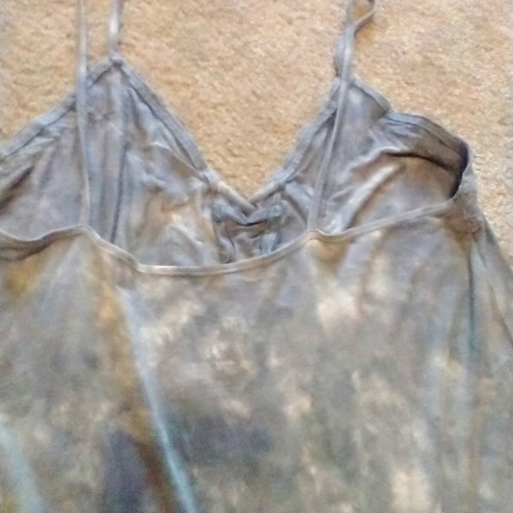 AE Lace Tye Dye Flowy V Neck Tank Top S Small Grey White Strappy - Picture 2 of 6